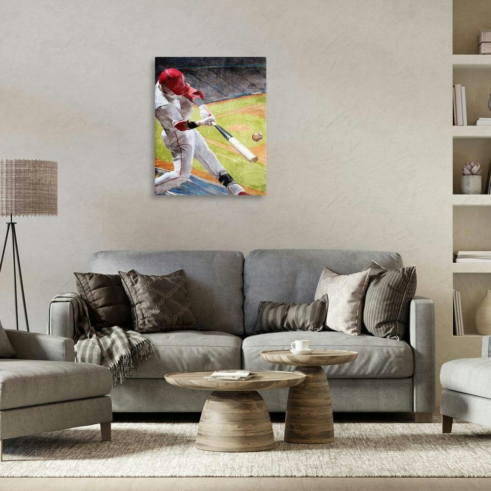Athlete Hitting Baseball Art Print 30 in. x 24 in.: $53.84
