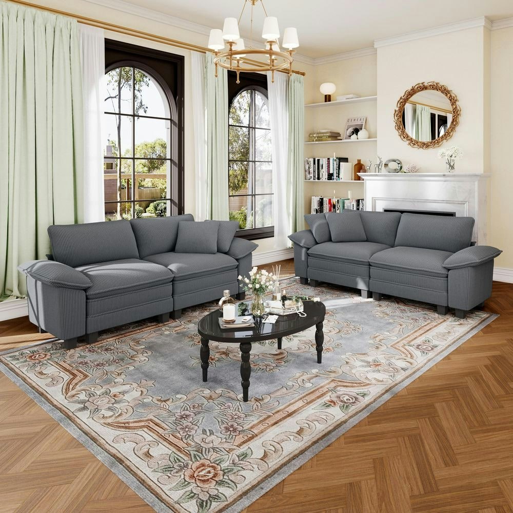 87.5 in. Flared Arm 4-Seat Corduroy Fabric Modular Sectional Sofa: $869.99 87.5 in. Flared Arm 4-Seat Corduroy Fabric Modular Sectional Sofa: $869.99
