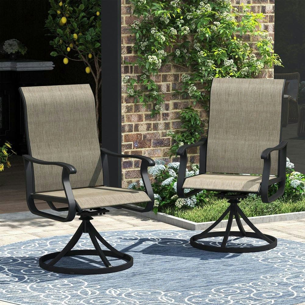 Black Metal 360-Degree Swivel Sling Outdoor Dining Chair 6-Pack: $911.30 Black Metal 360-Degree Swivel Sling Outdoor Dining Chair 6-Pack: $911.30