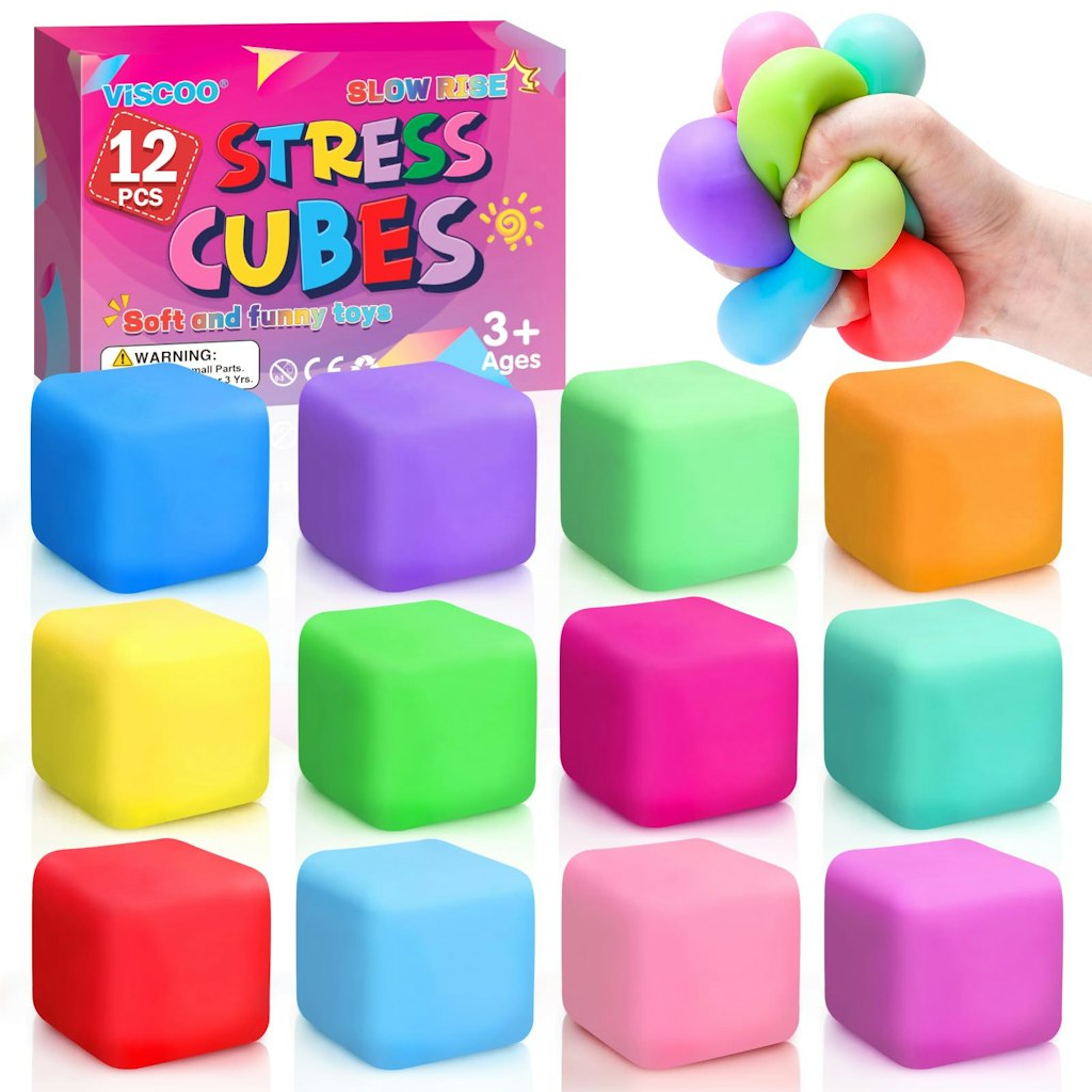 Slow Rising Squishy Stress Cubes 12-Pack: $14 w/ Prime