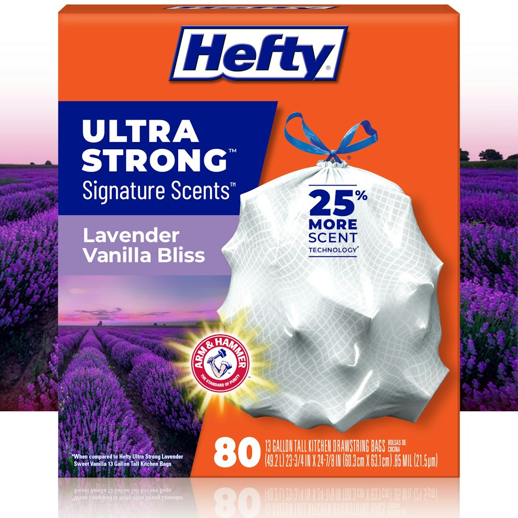 Hefty Ultra Strong Signature Scents 13-Gallon Trash Bags 80-Count: $9.49 w/ Prime