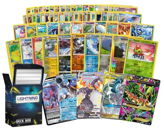 50 Pokémon Cards w/ Rare Legendary Card & Deck Box Bundle: $16
