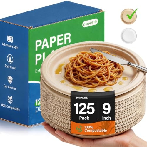 Compostable 9" Paper Plates 125-Pack: $14.90