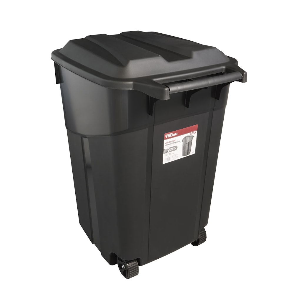 Hyper Tough 45-Gallon Wheeled Garbage Can: $30