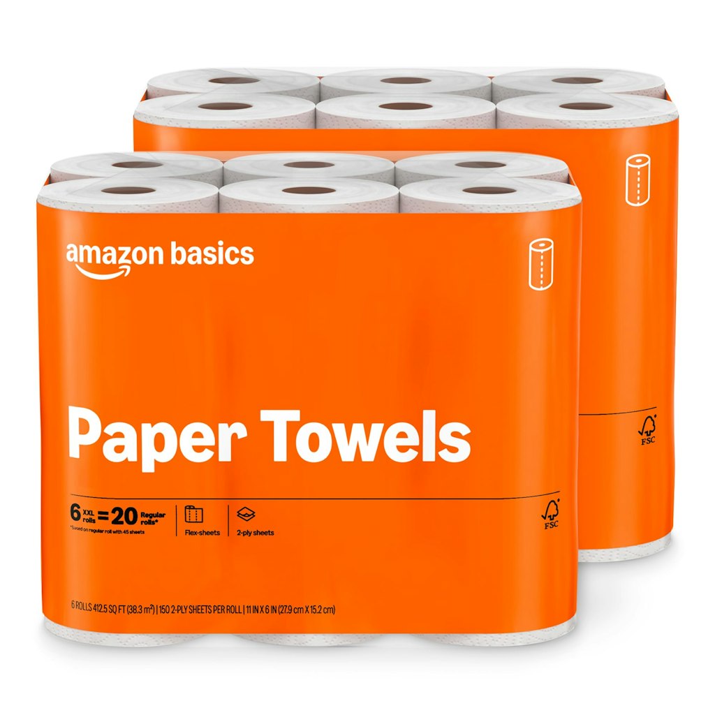 Amazon Basics 2-Ply Flex-Sheets Paper Towels 12 Basic Rolls: $18 w/ Sub & Save Amazon Basics 2-Ply Flex-Sheets Paper Towels 12 Basic Rolls: $18 w/ Sub & Save