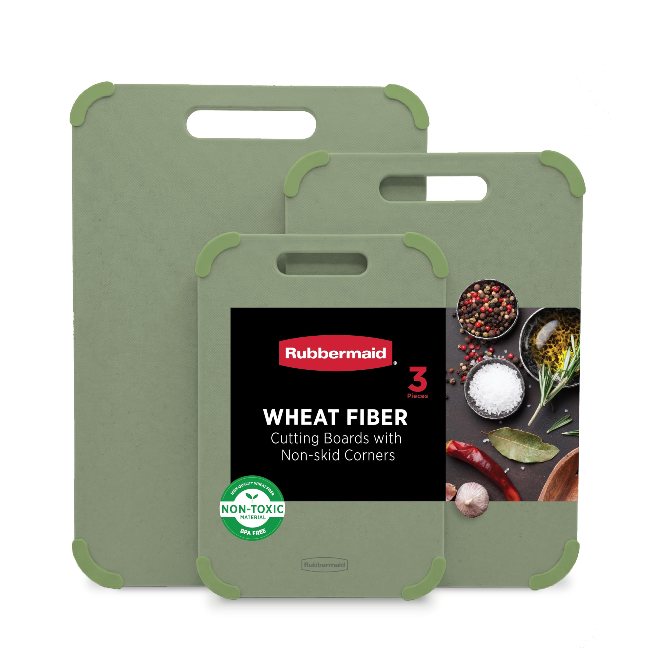 3-Piece Reversible Wheat Fiber Cutting Board Set