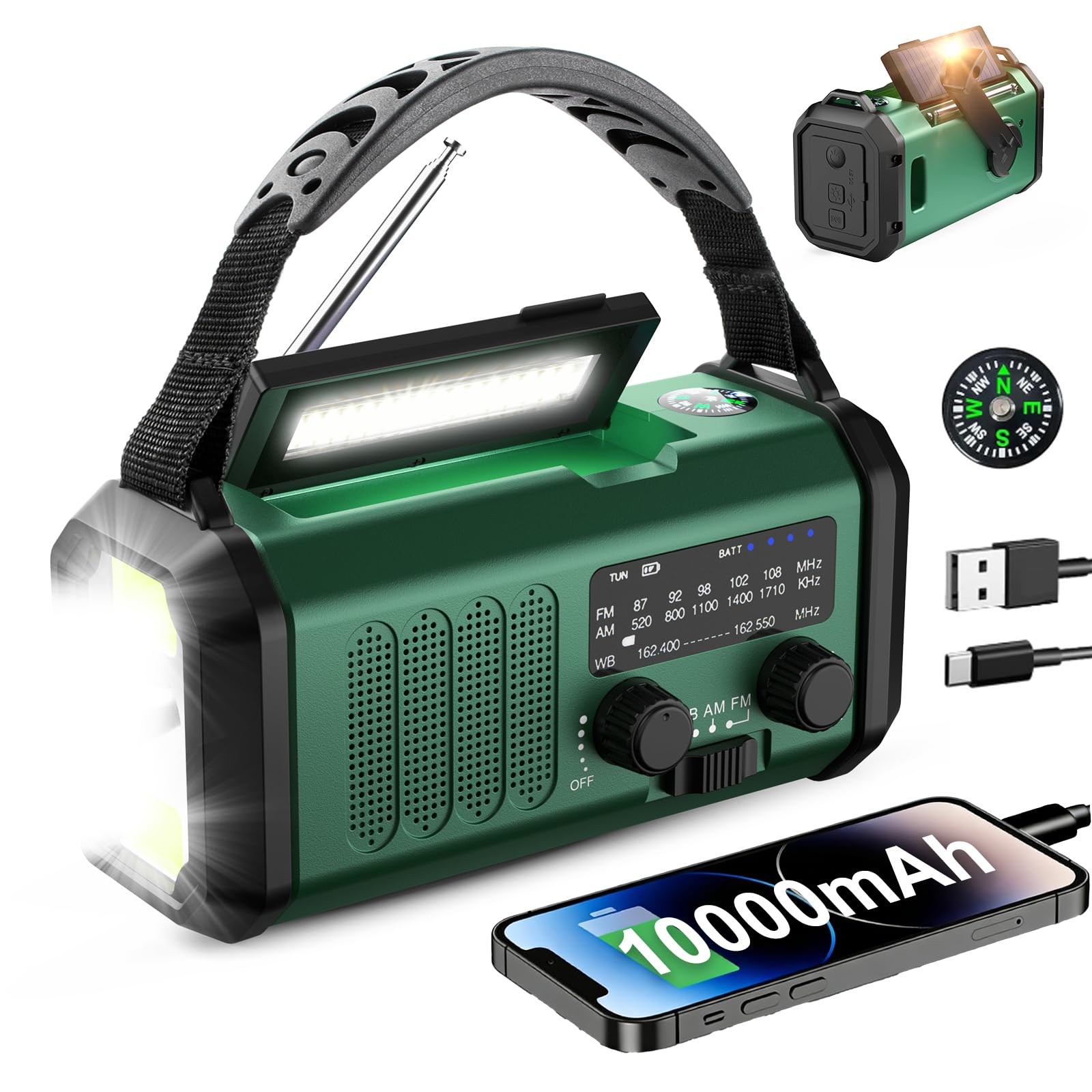 Leaton Hand Crank Emergency NOAA Weather Radio W/ Solar Power Bank