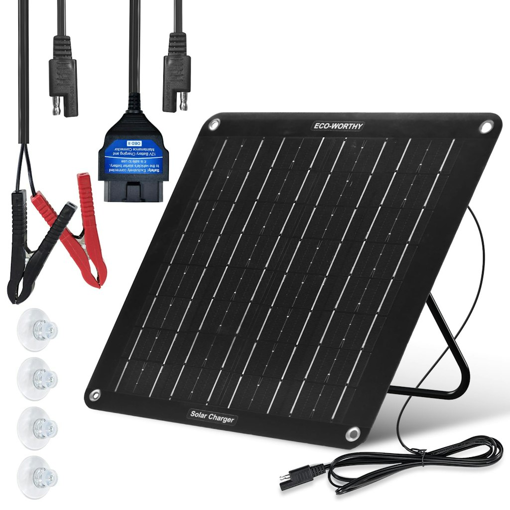 Eco-Worthy Upgraded OBDII 10W Solar Battery Trickle Charger & Maintainer: $25 w/ Prime