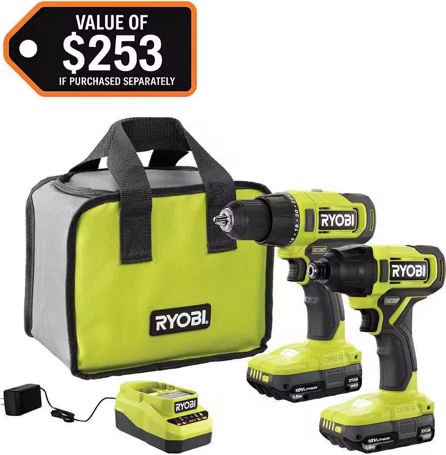 RYOBI ONE+ 18V PCL1200K2 Cordless 2-Tool Combo Kit: $99