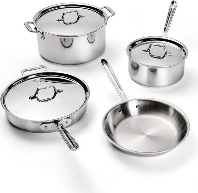 All-Clad D3 Stainless Steel 7-Piece Cookware Set: $400