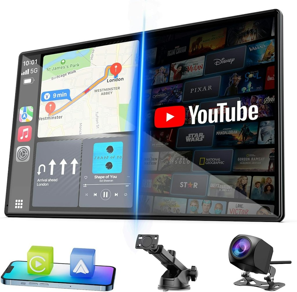 Lamtto 9" Wireless CarPlay Screen: $74.99