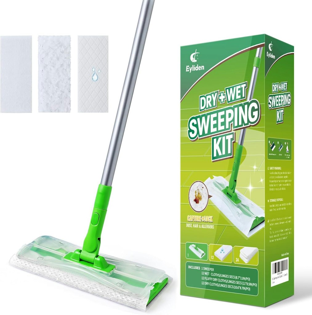Eyliden Sweeper Mop with 36 Refills: $10 w/ Prime