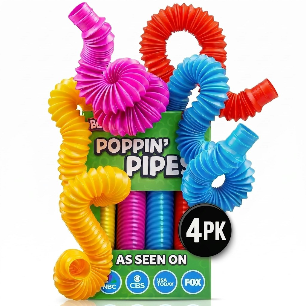 BUNMO Pop Tubes Sensory Fidget Toys 4-Pack: $5.98 w/ Prime