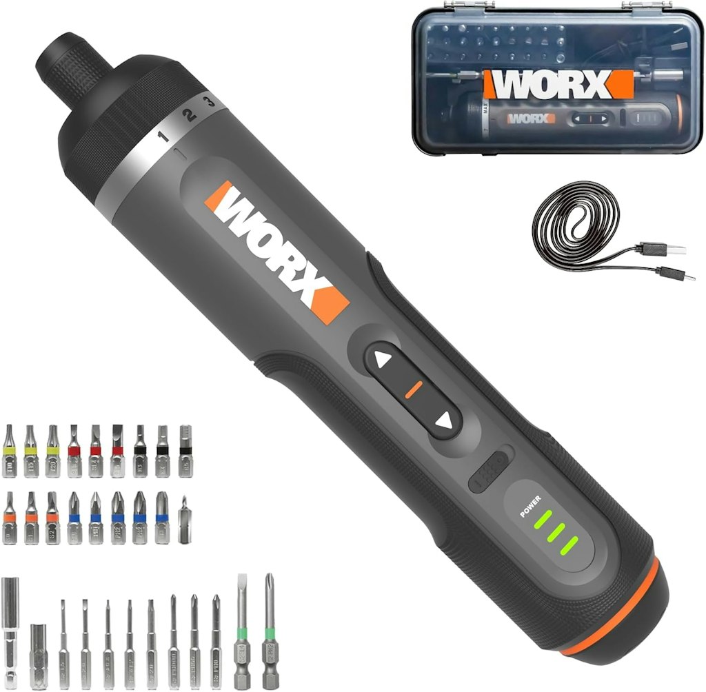 Worx 4V Lithium Screwdriver w/ 30-Piece Accessory Kit: $28 w/ Prime