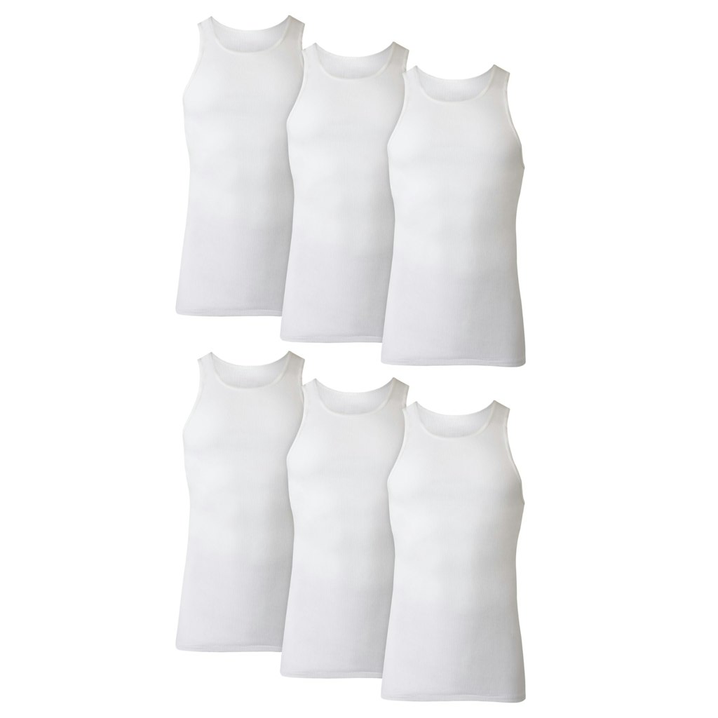 Hanes Men's Cotton Tank Undershirt 6-Pack: $12 w/ Prime