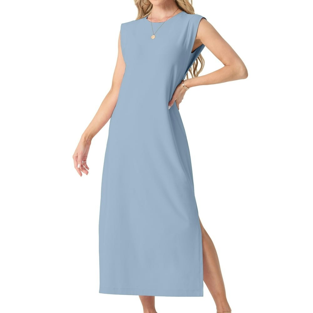 Mintreus Women's Sleeveless Maxi Nightgown with Pockets: $14.79