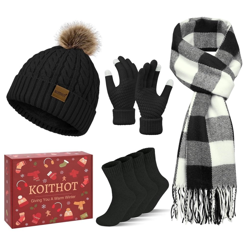 Koithot Women's Winter Beanie, Scarf, Gloves, and Socks 5-Piece Set: $21.99 Koithot Women's Winter Beanie, Scarf, Gloves, and Socks 5-Piece Set: $21.99