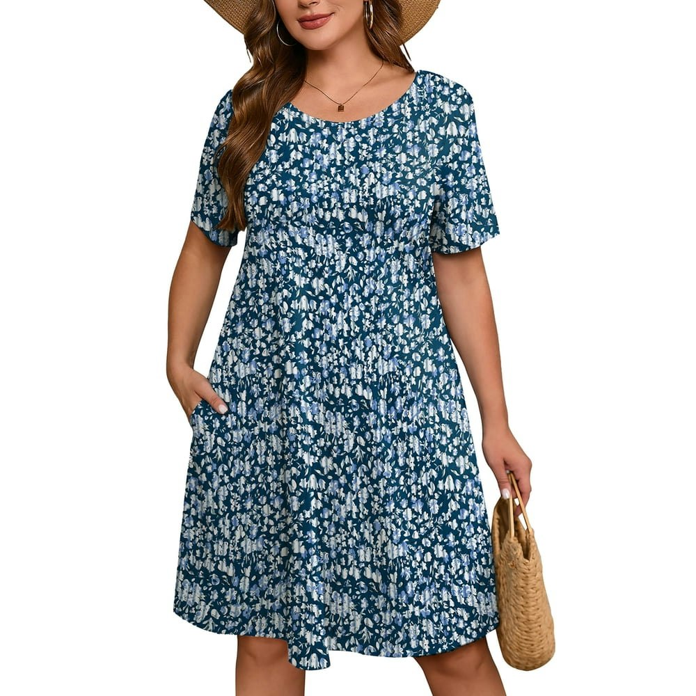 Showmall Women's Plus Floral T-Shirt Dress: $14.88