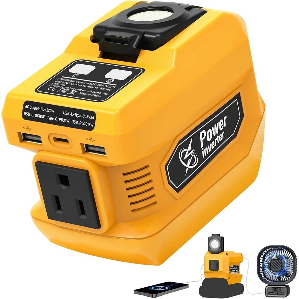 Kzreect 220W Power Inverter for Dewalt 20V Battery: $26.98