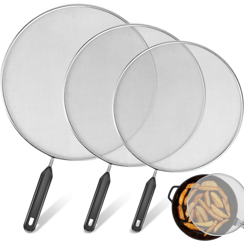 Ihvewuo Stainless Steel Mesh Splatter Screen 3-Pack: $10.99 Ihvewuo Stainless Steel Mesh Splatter Screen 3-Pack: $10.99