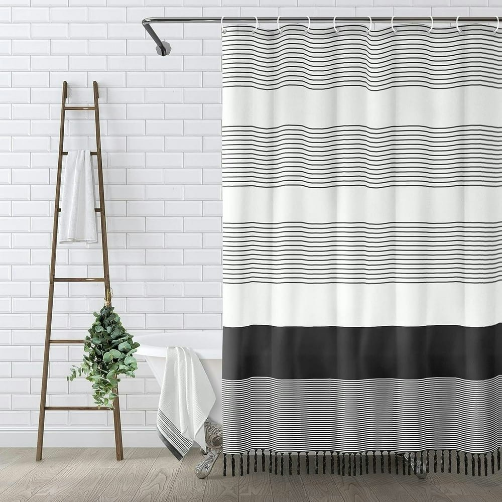 Psoiuetr 72" x 72" Boho Stripe Tassel Shower Curtain: $18.99 Psoiuetr 72" x 72" Boho Stripe Tassel Shower Curtain: $18.99