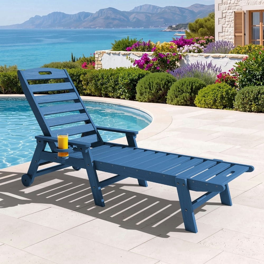 Riafun Adjustable HDPE Reclining Lounge Chair with Wheels: $99.99 Riafun Adjustable HDPE Reclining Lounge Chair with Wheels: $99.99