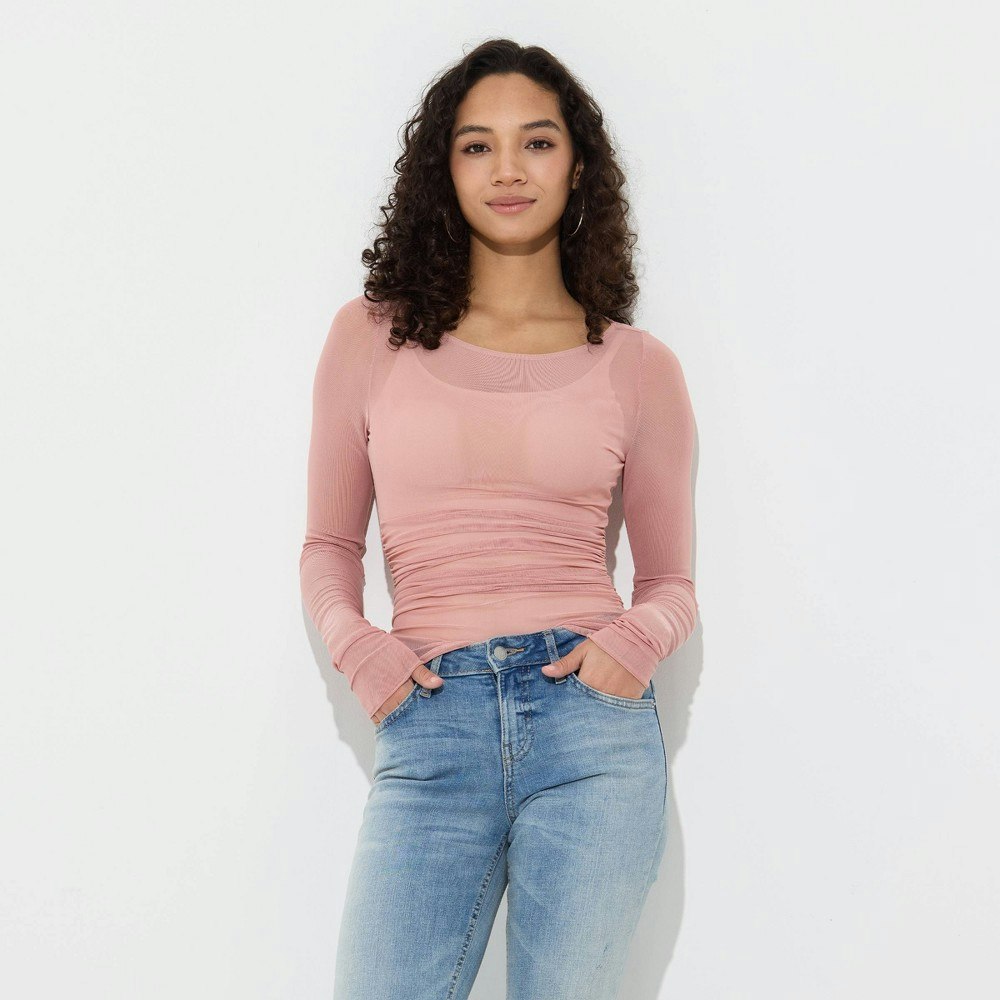 Wild Fable Women's Long Sleeve Boat Neck Mesh Top: $28 Wild Fable Women's Long Sleeve Boat Neck Mesh Top: $28