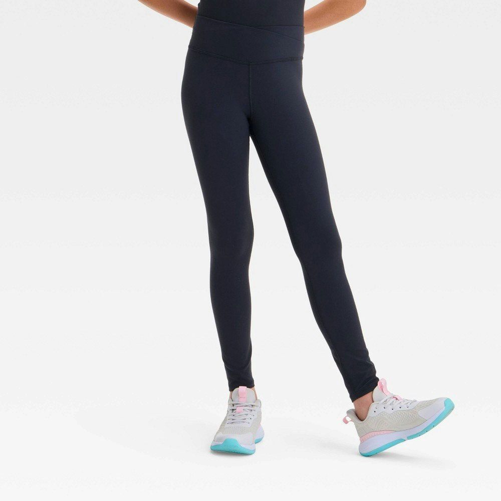 All In Motion Girls' Everyday Soft Crossover Waistband Leggings: $15 All In Motion Girls' Everyday Soft Crossover Waistband Leggings: $15