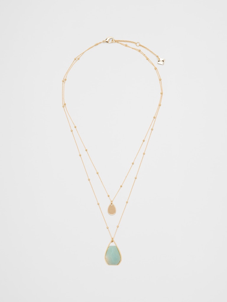 Teardrop Faceted Stone Pendant Necklace: $49.97 Teardrop Faceted Stone Pendant Necklace: $49.97