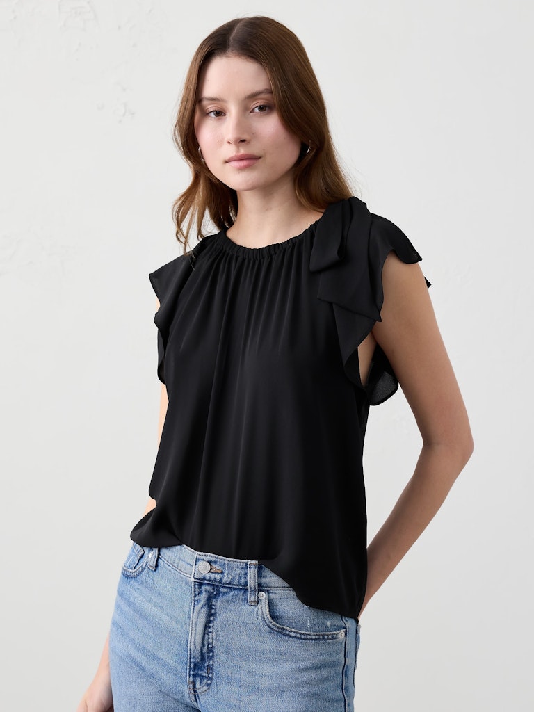 Georgette Tied-Shoulder Top: $38.97 Georgette Tied-Shoulder Top: $38.97