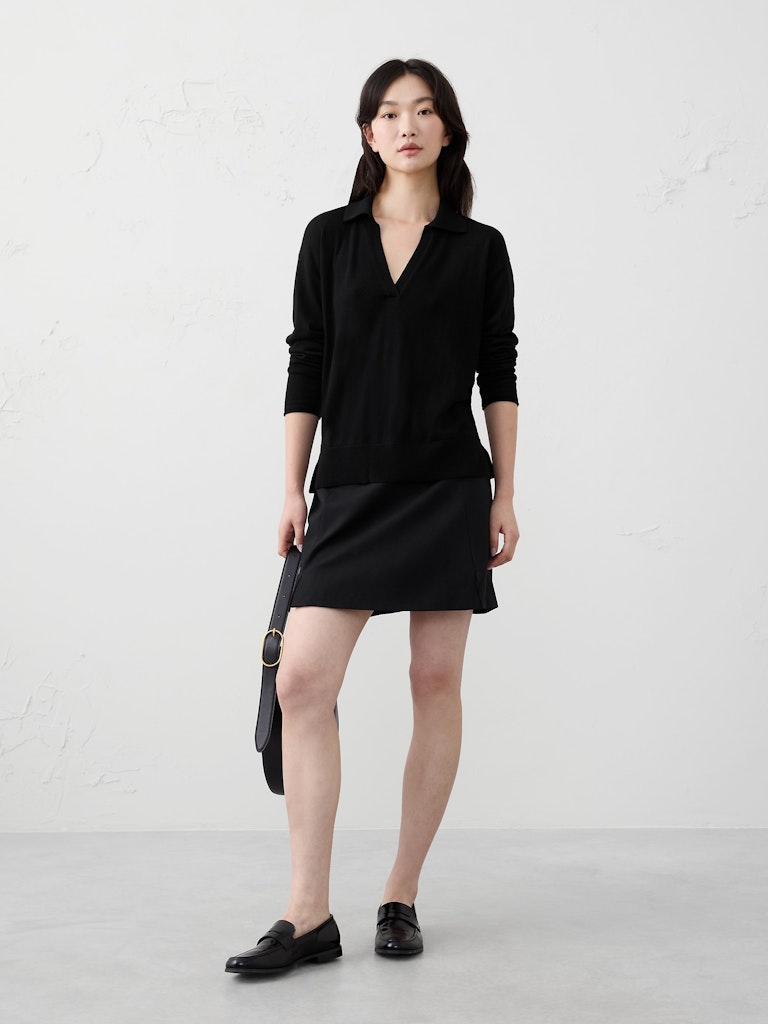 Merino Wool Johnny-Collar Sweater: $67.97 Merino Wool Johnny-Collar Sweater: $67.97