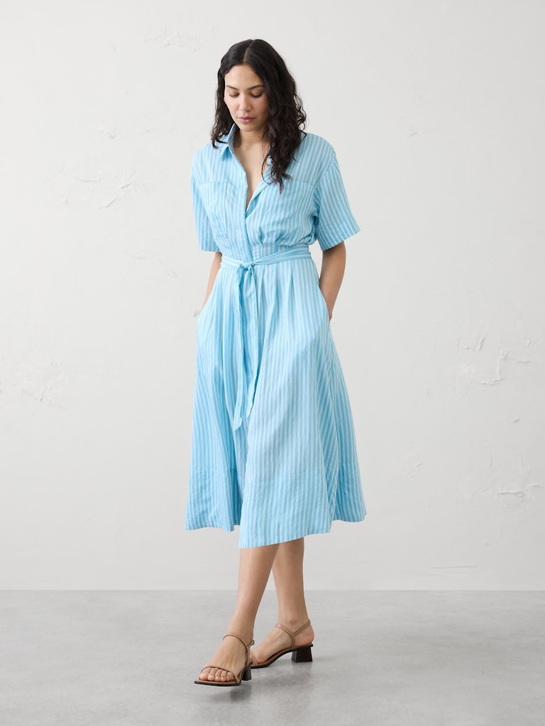 Pleated Midi Shirtdress: $70 Pleated Midi Shirtdress: $70