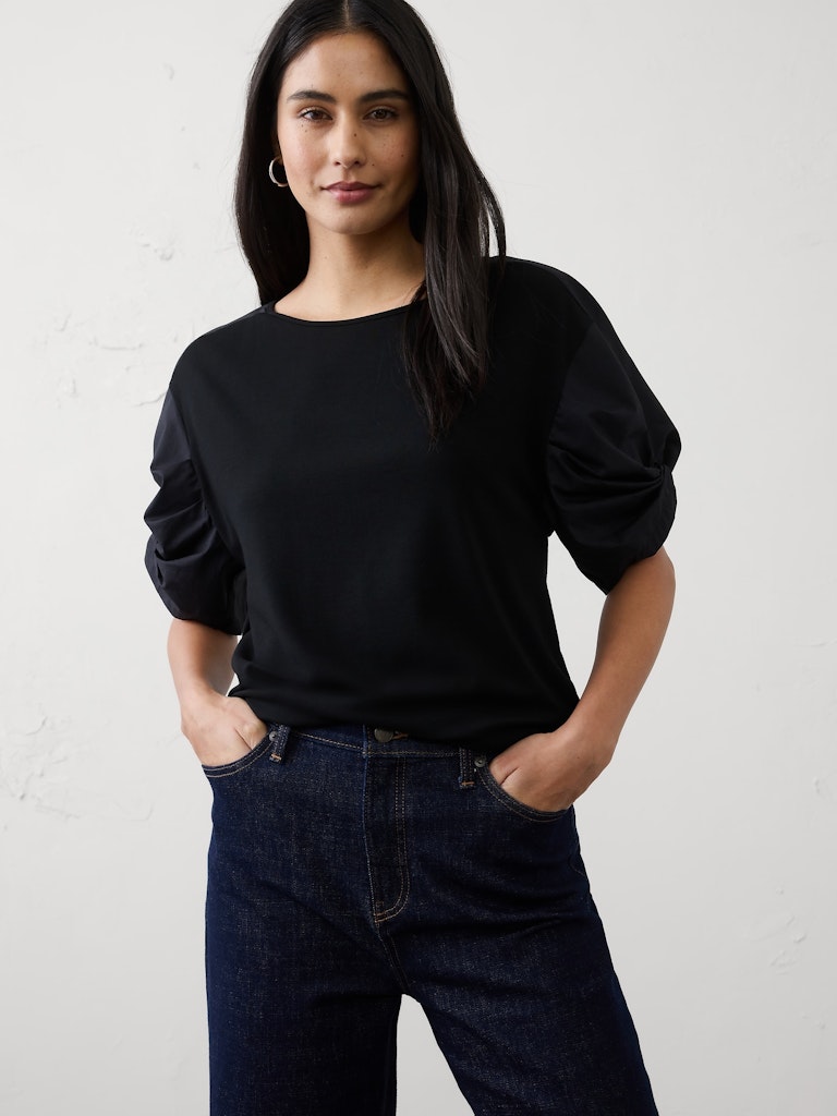 Mixed Media Volume-Sleeve Top: $40.97 Mixed Media Volume-Sleeve Top: $40.97