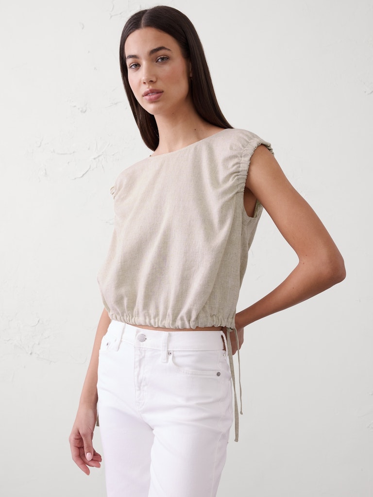 Linen-Blend Side-Tie Top: $33.97 Linen-Blend Side-Tie Top: $33.97