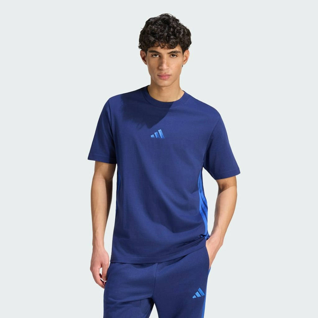 Essentials 3-Stripes Single Jersey Tee: $30 Essentials 3-Stripes Single Jersey Tee: $30