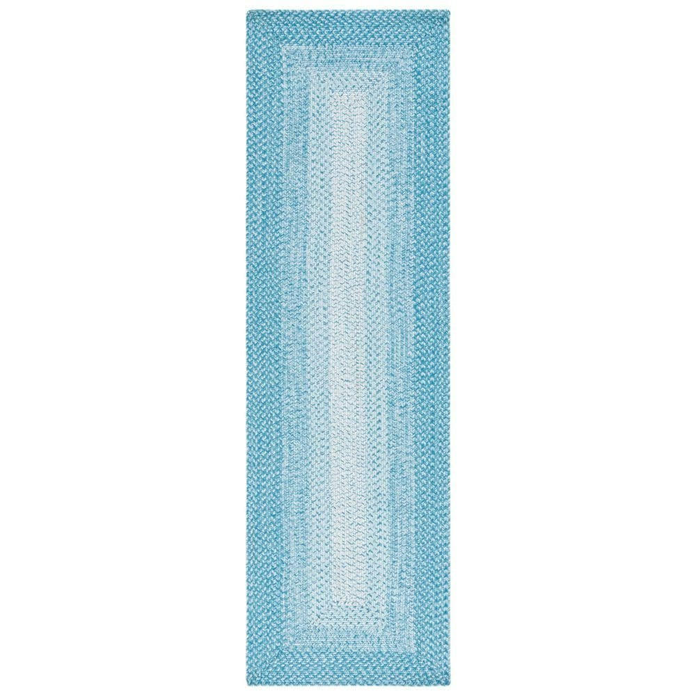 Braided Aqua 2' x 8' Machine Washable Ombre Runner Rug: $62