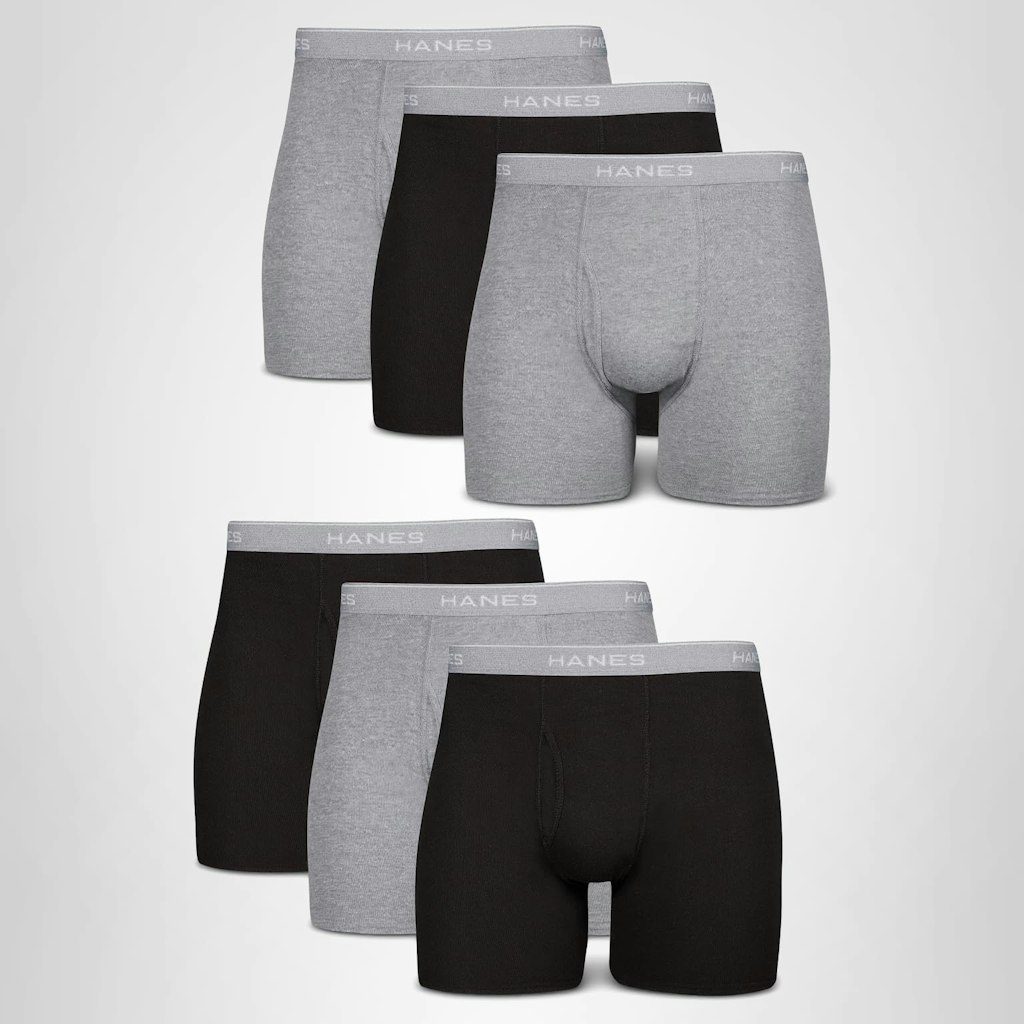 Hanes Men's Cotton Moisture-Wicking Boxer Briefs 6-Pack: $12 w/ Prime