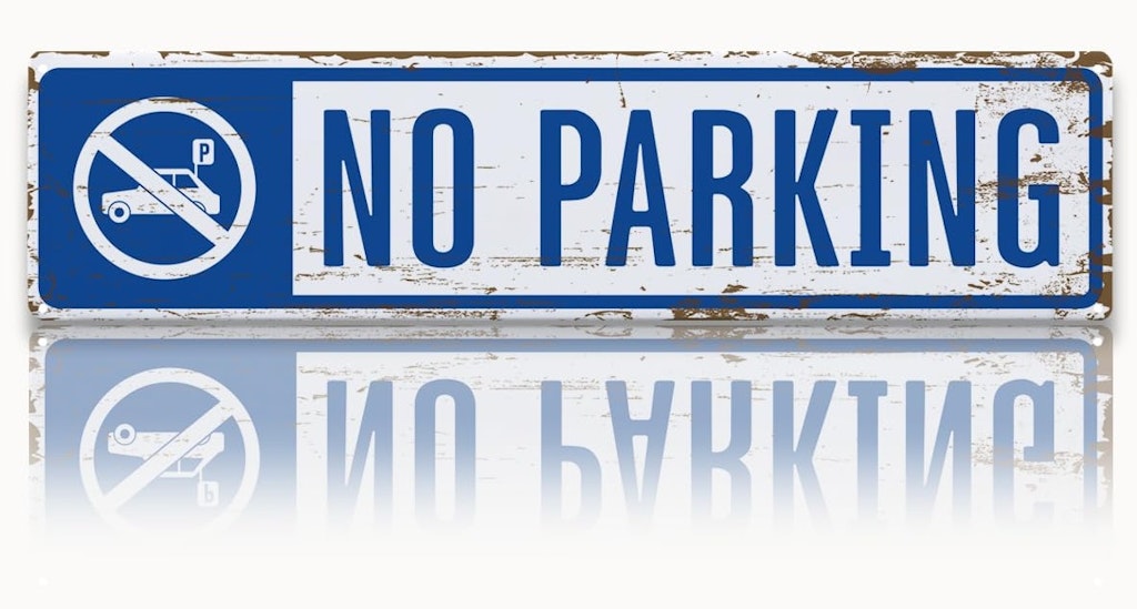 Metal No Parking Sign: 1-cent Metal No Parking Sign: 1-cent