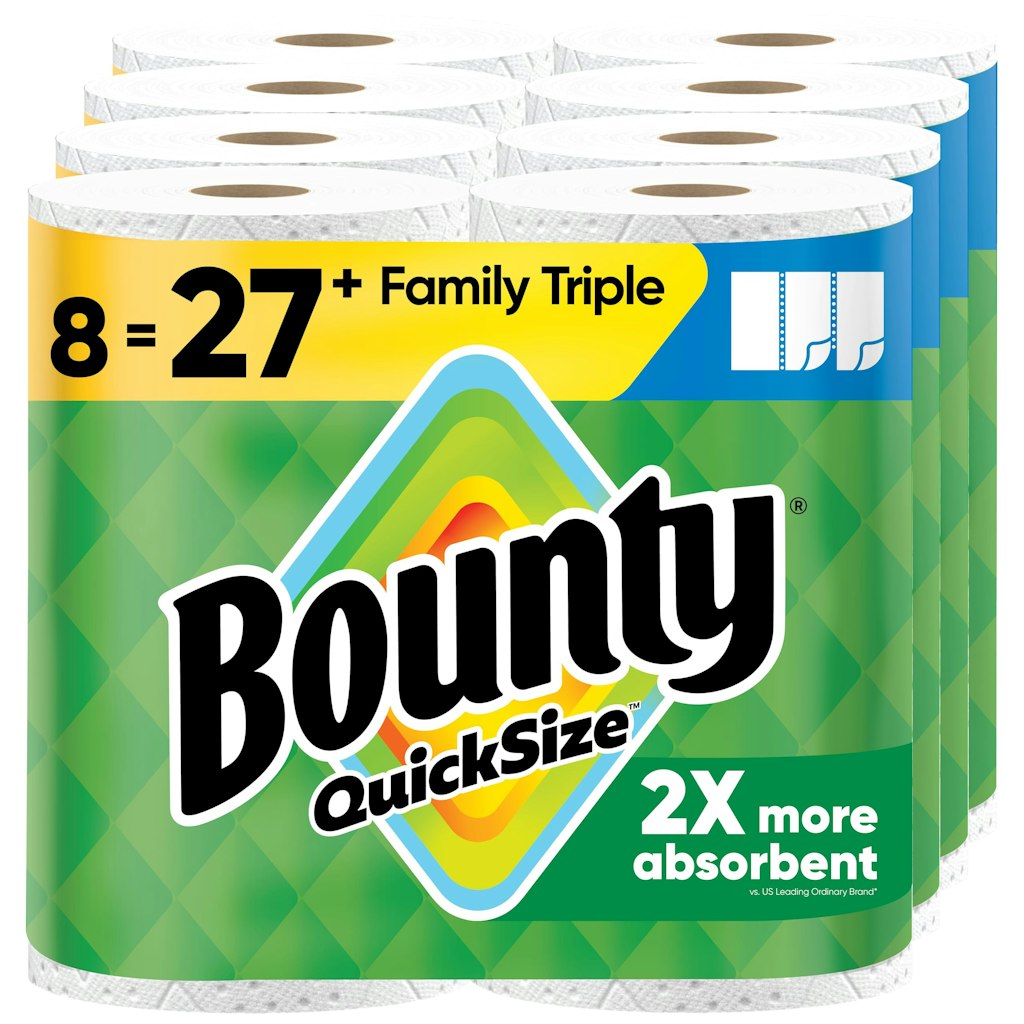 Bounty Quick-Size Paper Towels Family Triple Rolls 8-Pack: $24 w/ Prime