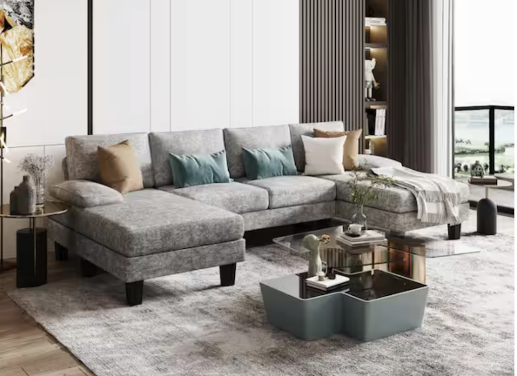 Lacoo 110" U-Shaped Chenille Sofa with Chaise : $402 Lacoo 110" U-Shaped Chenille Sofa with Chaise : $402