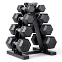 CAP Rubber Coated Hex 100-lb. Dumbbell Set w/ Storage Rack for $80 w/ Prime + free shipping