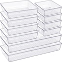 Drawer Organizer 10-Pack Large Clear Plastic Set for $21 w/ Prime + free shipping