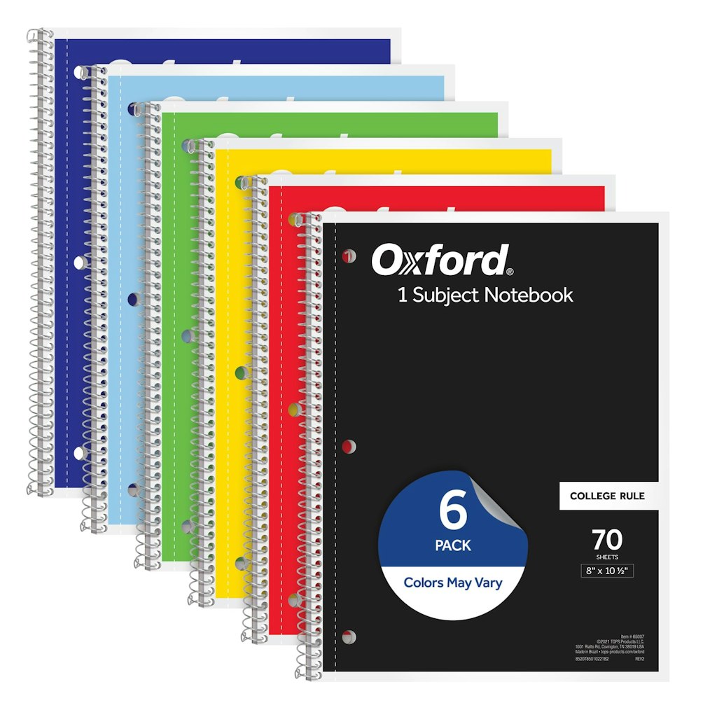 Oxford College Ruled Spiral Notebook 6-Pack: $5.61 w/ Prime