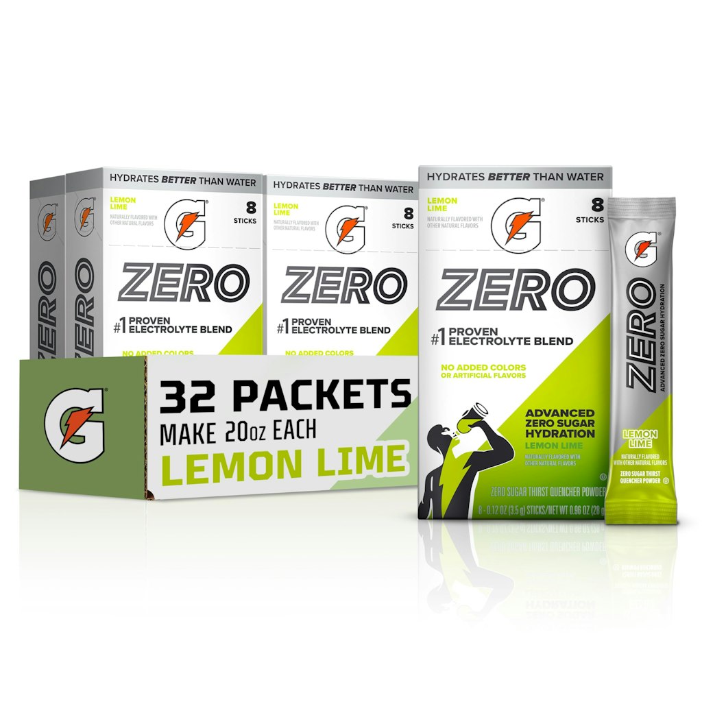 Gatorade Zero Sugar Electrolyte Powder Drink Mix 32-Pack: $12 w/ Prime