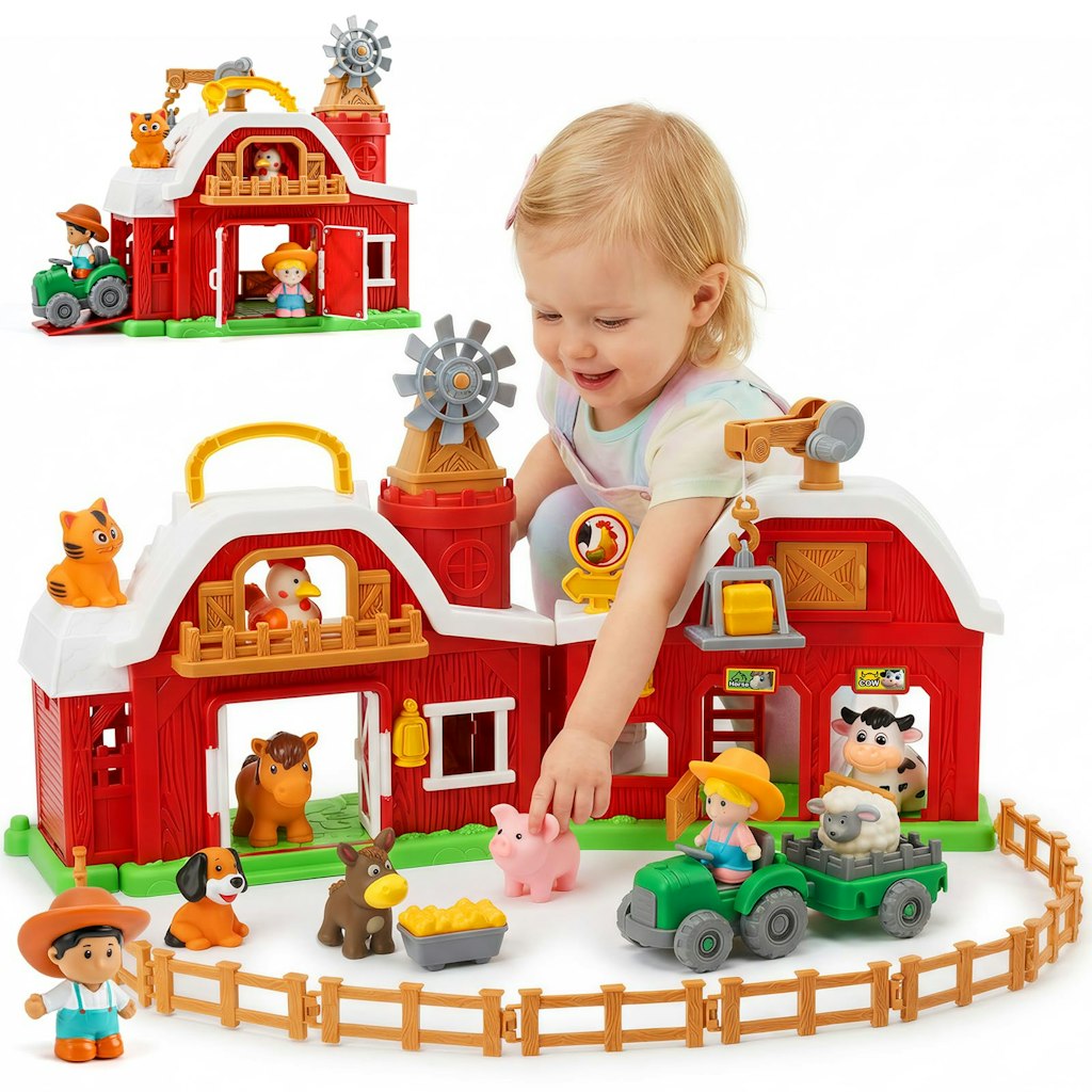 bessome 30-Piece Farm Animal Big Barn Playset: $40 w/ Prime
