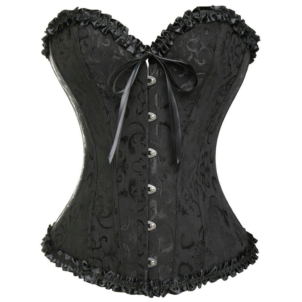 Vaslanda Women's Lace-up Boned Overbust Corset Bustier Top: $19.79