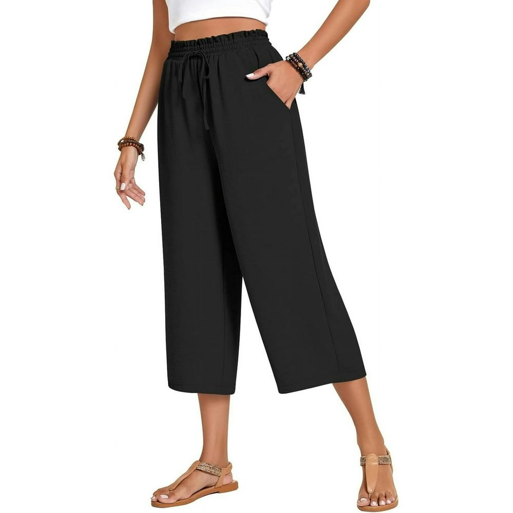 Anyjoin Women's High-Waisted Wide-Leg Capri Lounge Pants: $14.24 Anyjoin Women's High-Waisted Wide-Leg Capri Lounge Pants: $14.24