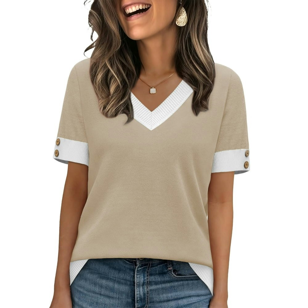 Ronuti Women's V-Neck Short Sleeve Blouse: $10.99 Ronuti Women's V-Neck Short Sleeve Blouse: $10.99
