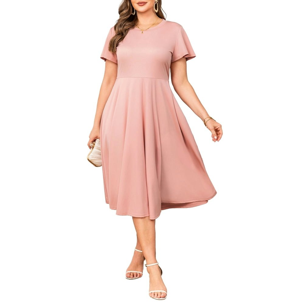 a.Jesdani Women's Plus Size Flutter Sleeve A-Line Midi Dress: $18.89 a.Jesdani Women's Plus Size Flutter Sleeve A-Line Midi Dress: $18.89