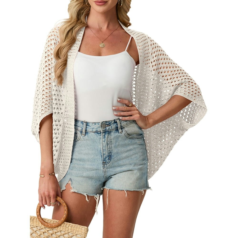 Women's Crochet Open Front Cardigan: $14.79